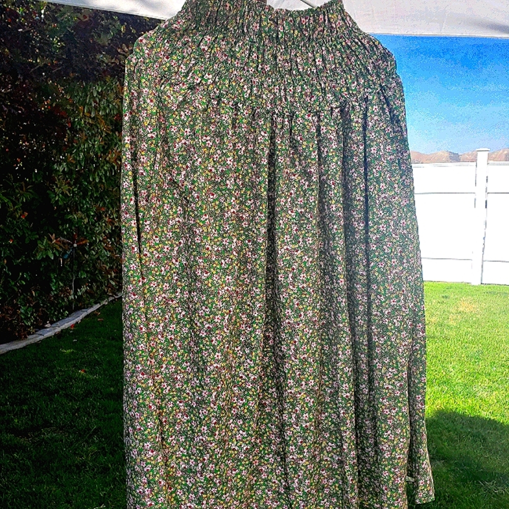 Green floral maxi skirt
